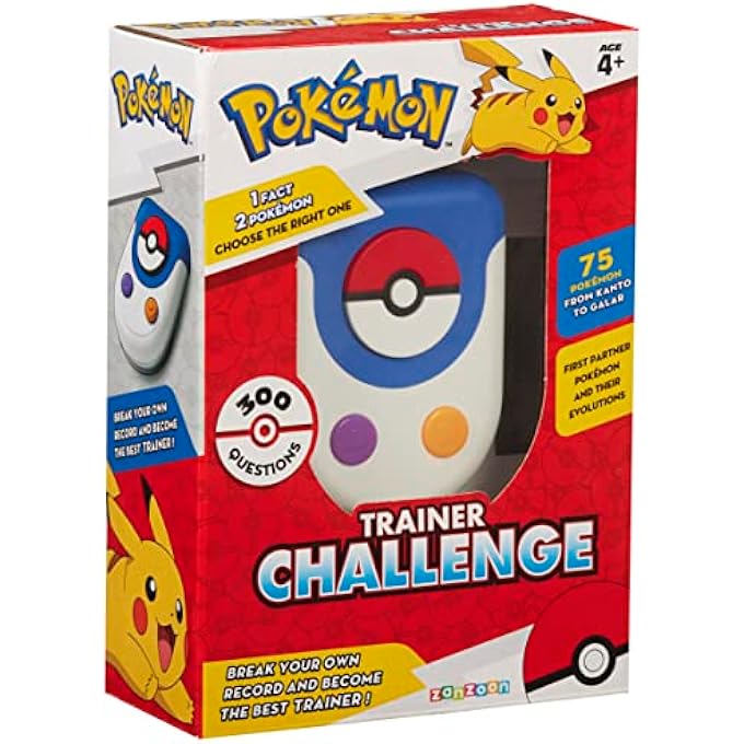 rayihni POKEMON 1122125 TRAINER CHALLENGE GAME. FUN FACTS. OVER 300 QUESTIONS, 75 FROM KANTO TO GALAR, IDEAL BIRTHDAY 4+ YRS, MULTI-COLORED, 8 X 11 X 3.5 CM - Image 2